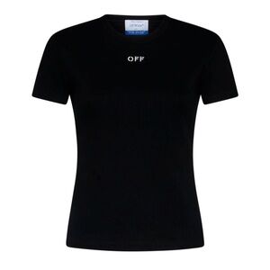 Off White Black Stamp Logo Ribbed T-Shirt